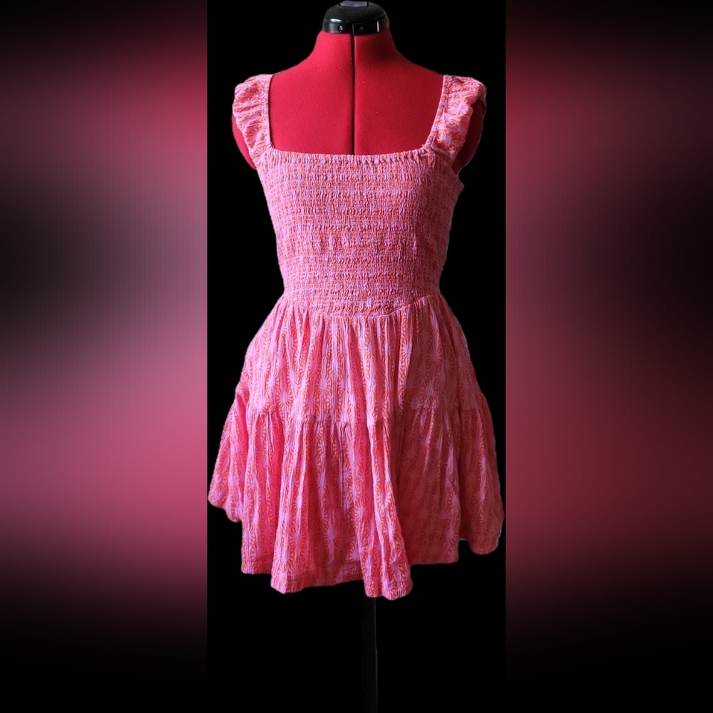 Smocked Strapless Pink Tiered Sundress